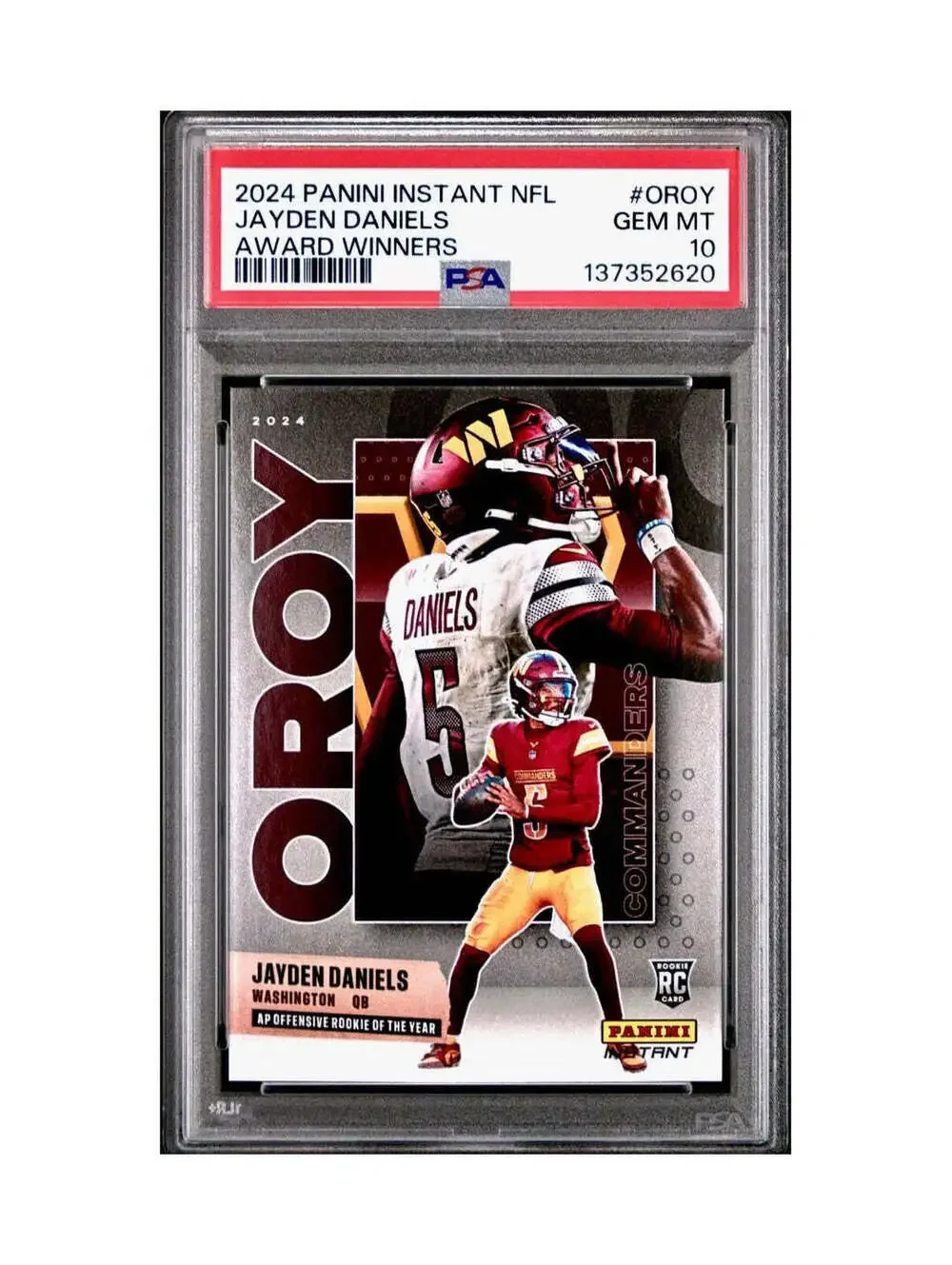 Jayden Daniels 2024 Panini NFL AP Offensive Rookie of the Year Commanders PSA 10